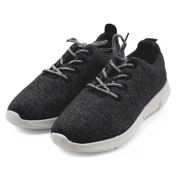 SUGAR Womens Black Heathered Comfort Round Toe Lace-up Athletic Sneakers - Picture 7 of 9